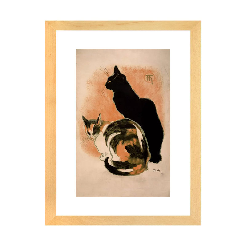 «Steinlen, Twocat» par Vintage Apple Collection - impression d'art graphique, Cadre papier naturel