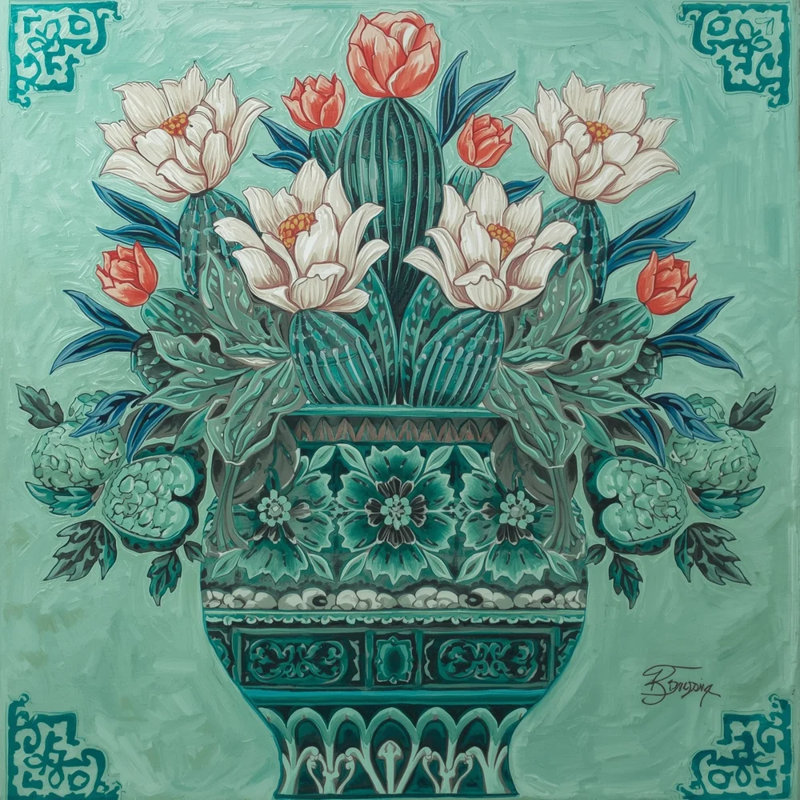 Verdant Talavera Bloom