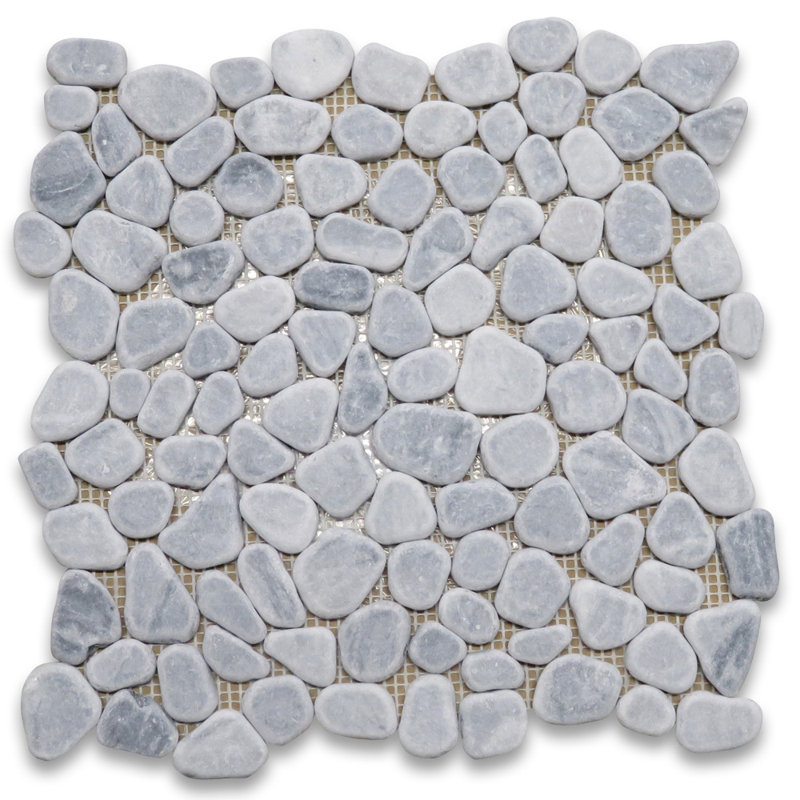 Carreau de mosaïque de marbre et de galets 12 po x 12 po Bardiglio