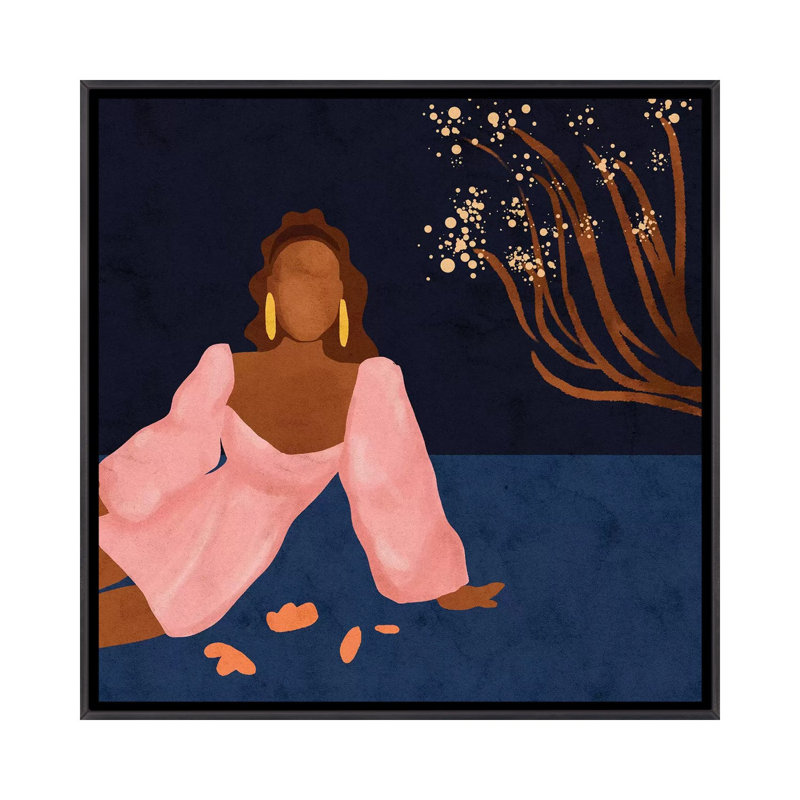 « Tati » par Reyna Noriega, reproduction d’art, Toile avec cadre noir patiné, H 37 po x l 37 po x P 1,5 po, Pas de tapis
