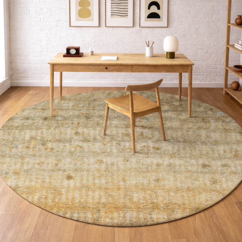 Premium Machine Washable Mayfield Stripes Rug, Beige, 8' Round