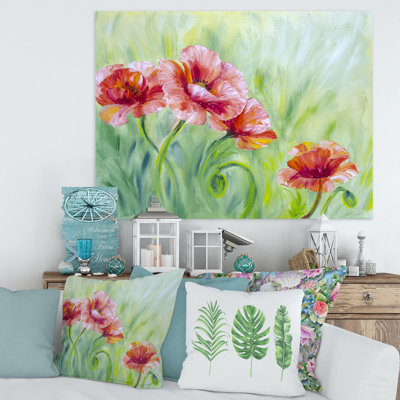 «Red Blossoming Poppies II», peinture sur toile