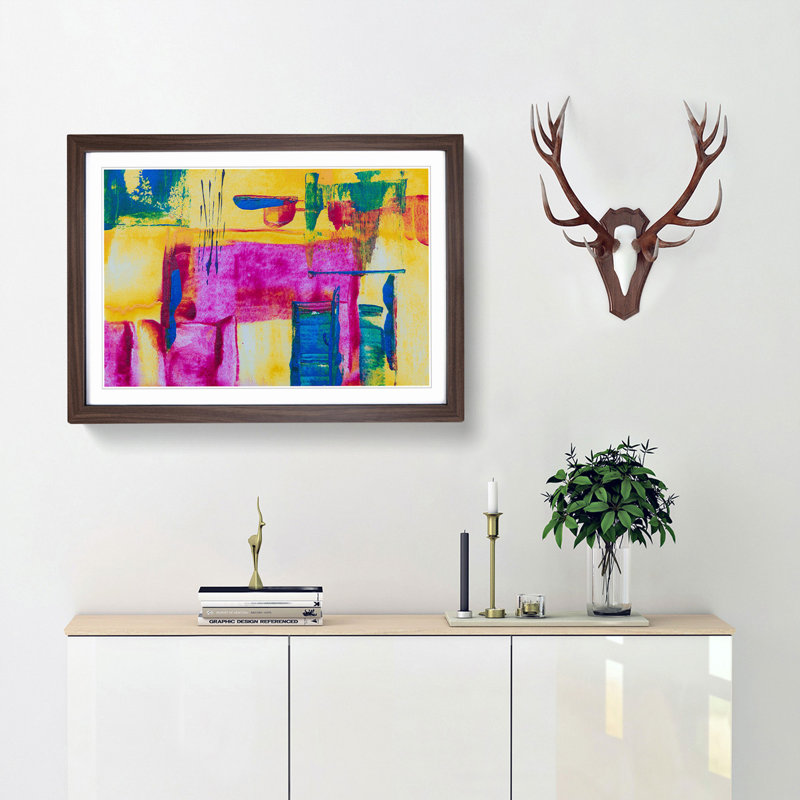 Abstract Art Painting Vol.155 by S.Johnson - Framed Print, 36cm H x 48cm W x 2cm D, Walnut Framed