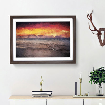 Spanish Beach at Sunset in Abstract - Picture Frame Graphic Art Print on MDF