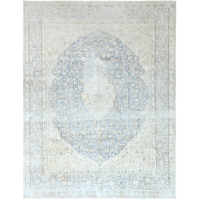 Tapis bleu clair noué à la main de haute qualité