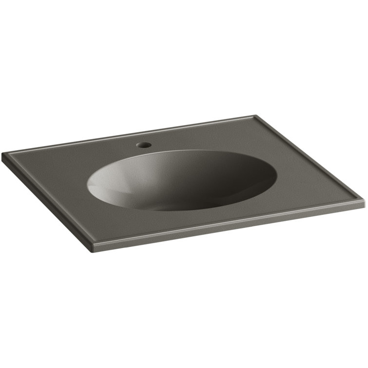 Vitreous China Rectangular Dual Mount Bathroom Sink with Overflow