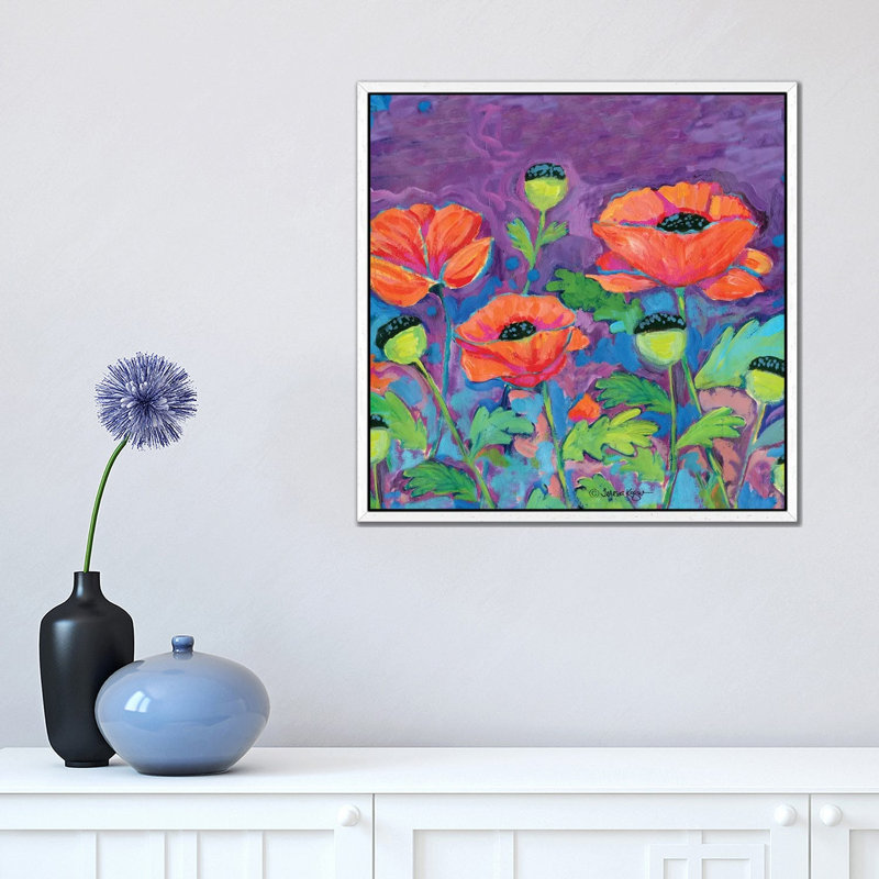 Floral V by Teresa Kogut - Painting on Canvas, White Framed, 45.72 cm H x 45.72 cm W