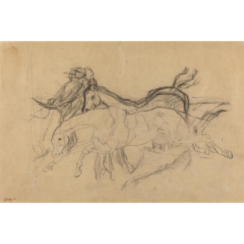 «Racehores» par Edgar Degas - Art mural sur toile tendue avec châssis, H 24 po x l 17 po