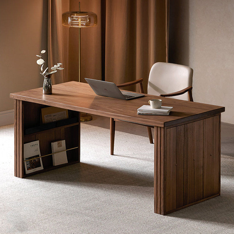 Bureau de rangement multifonctionnel haut de gamme en bois de noyer, H 29,13 po x l 70,86 po x P 26,77 po