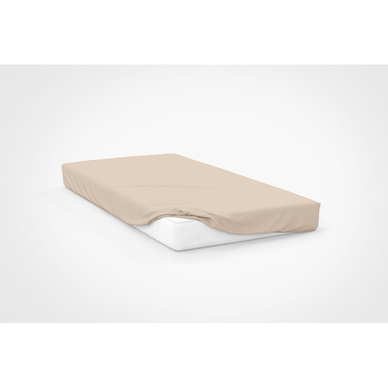200 TC 50/50 Percale Polycotton Percale Fitted Sheet, Cream, Small Double (4')