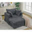 Chaise longue inclinable en velours côtelé gris foncé 47,7 po surdimensionnée, repose-pieds épais-205712251