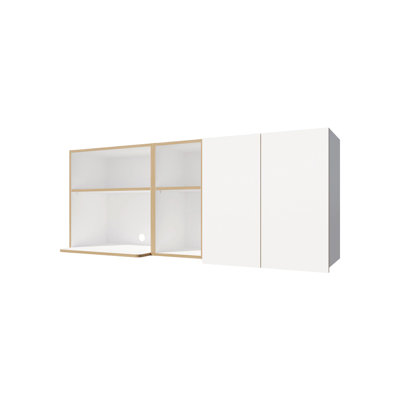Armoire de cuisine avec espace pour micro-ondes et tablette ouverte