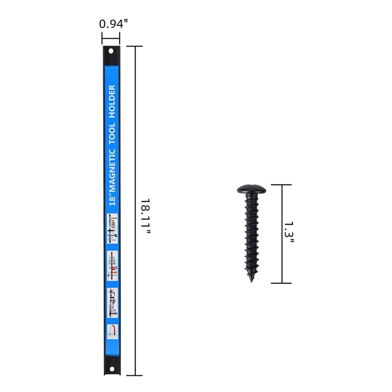 Organisateur d'outils puissant, H 0,88 po x l 18 po x P 0,5 po, Bleu