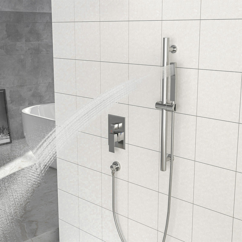 Système de douche avec barre coulissante réglable, système de douche carré mural de 12 pouces avec valve brute