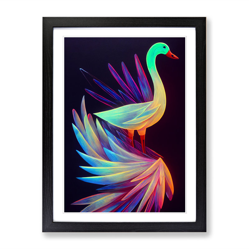 Neuhaus Goose Painting Neon - Picture Frame Print, Black, 64cm H x 46cm W x 2cm D