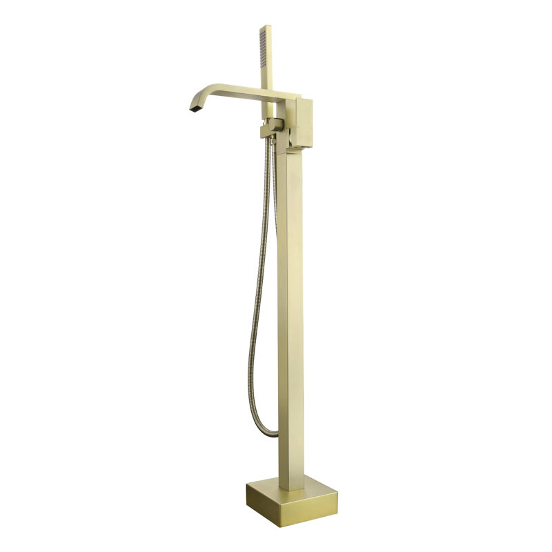 Robinet de baignoire sur pied à poignée simple avec douchette sur pied