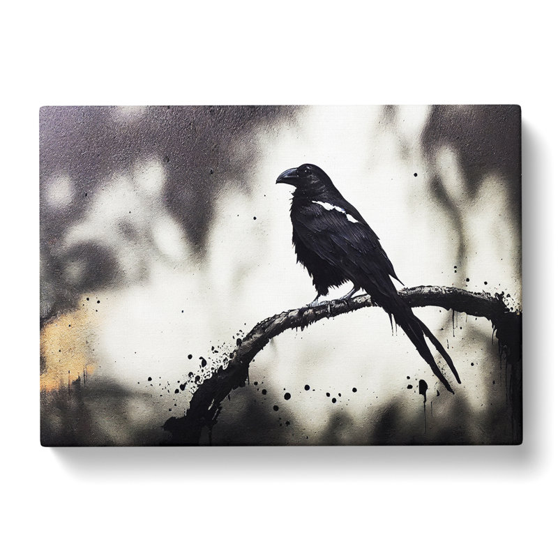 Brave Raven Bird - Wrapped Canvas Painting, 35cm H x 50cm W x 3cm D