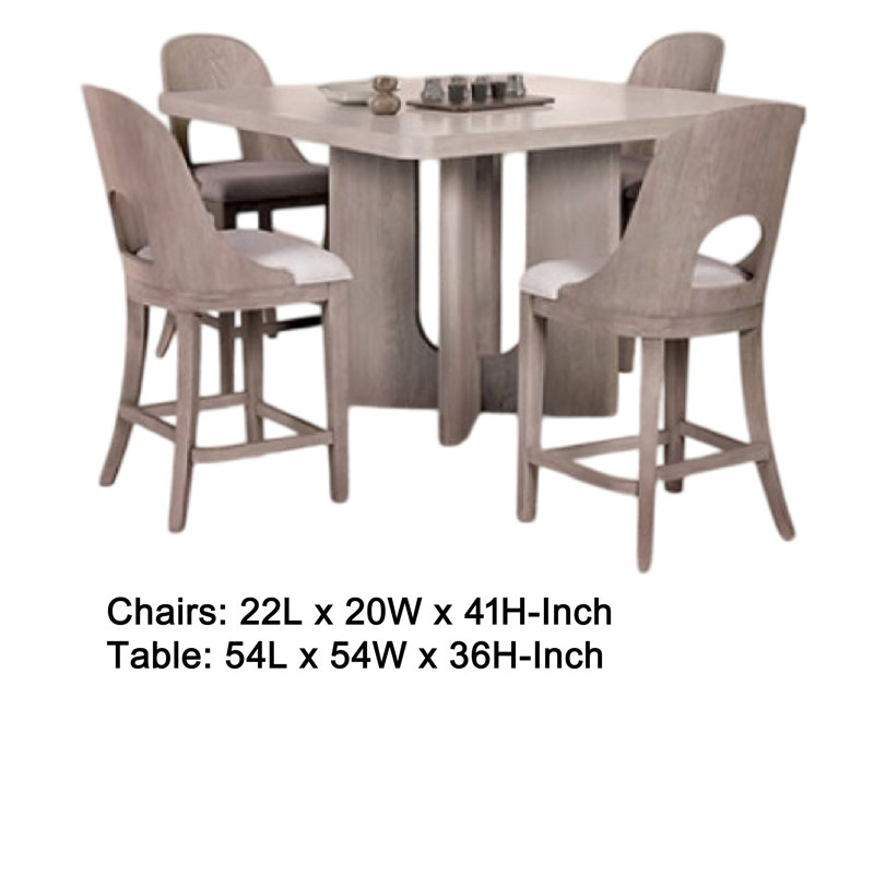 Zoko Counter Height Dining Table Set, Polyester, Wood, 7, White Wash Oak