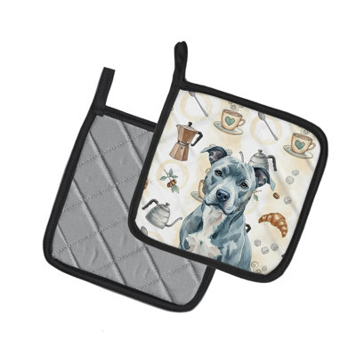 Paire de porte-cafetières bleu American Staffordshire Terrier