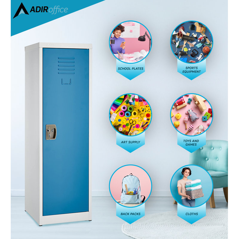 48" Blue and Off-White Steel Freestanding Locker with Adjustable Shelving