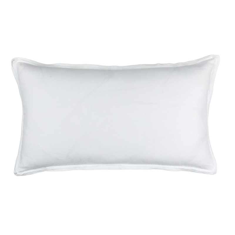 Bloom Linen Lumbar Pillow Cover & Insert, White, 20" x 36"