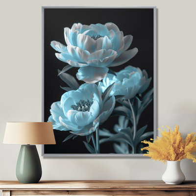 Impression d'art mural bleu pivoines bleues transparentes II - pivoines