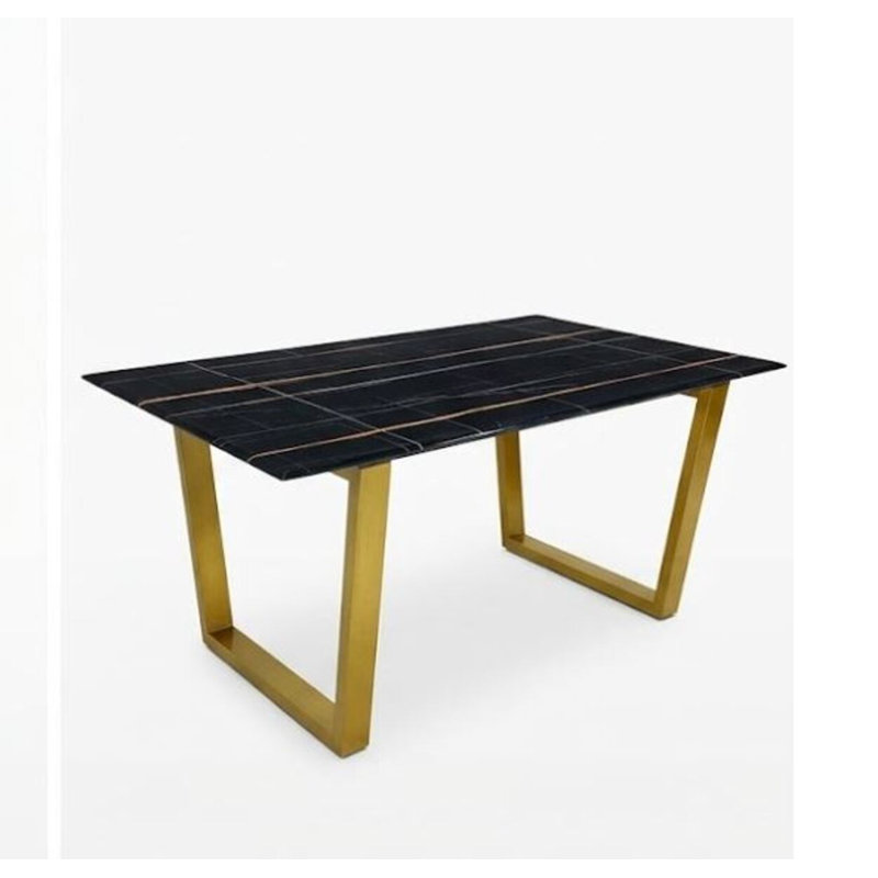 Marble Top Metal Base Dining Table