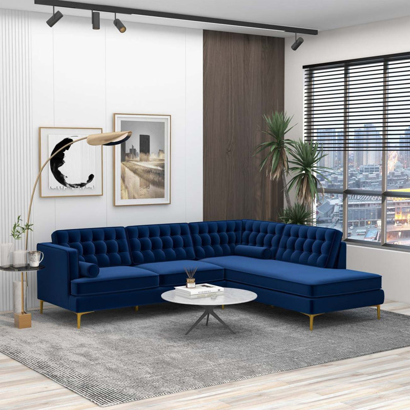 Canapé Moderne, Cuir bleu