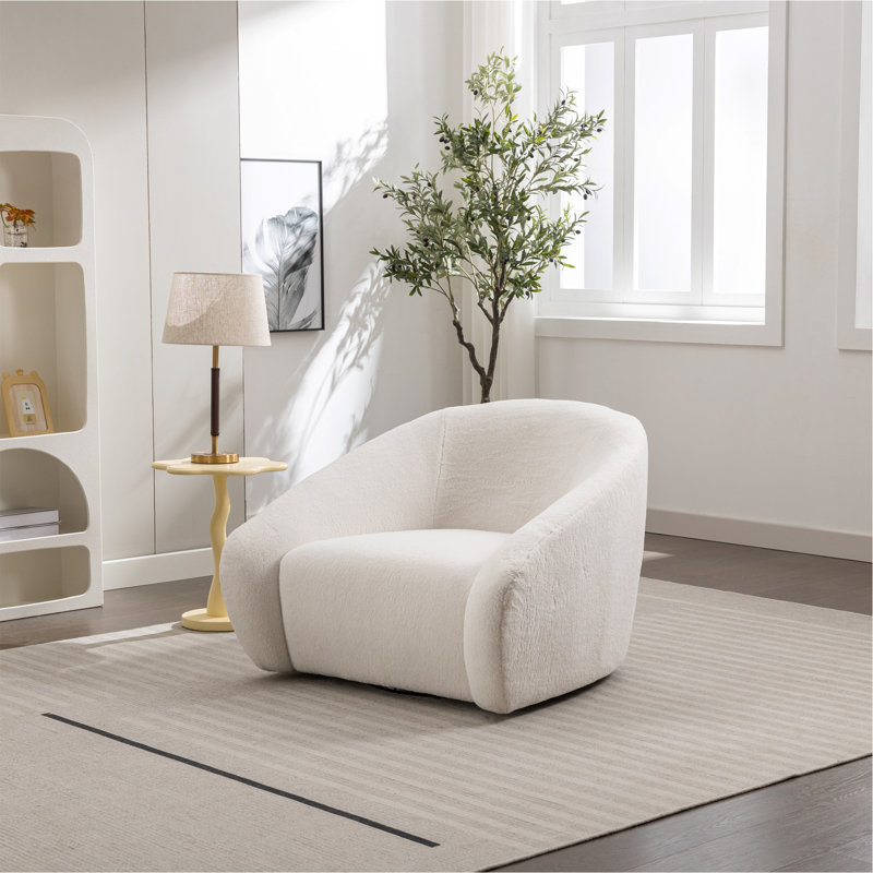 Chaise d'appoint moderne rembourrée, pivotante à 360 °, blanc cassé