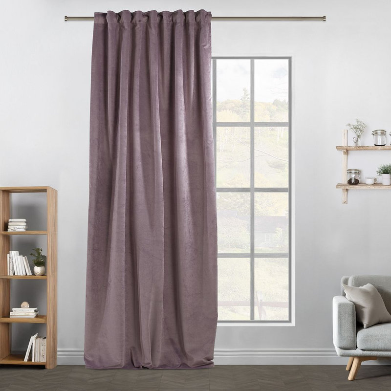 Extra Long & Extra Wide Matte Velvet Curtain Panel, 140cm Width x 200cm Drop, 73 LILAC LUSTER