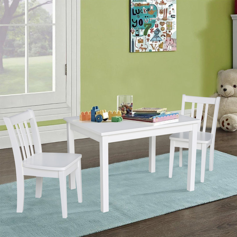 Ensemble de table de jeu et de chaises pour enfants en bois massif Edgewood, Blanc