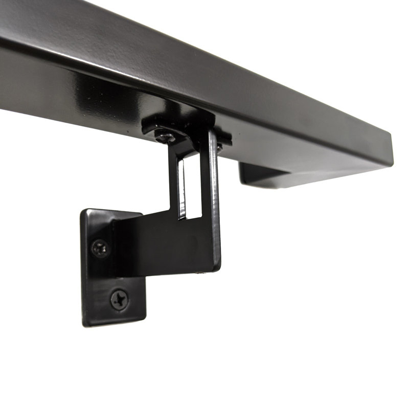 Modern Black Aluminum Handrail Kit with Adjustable Steel Brackets, 6 Feet