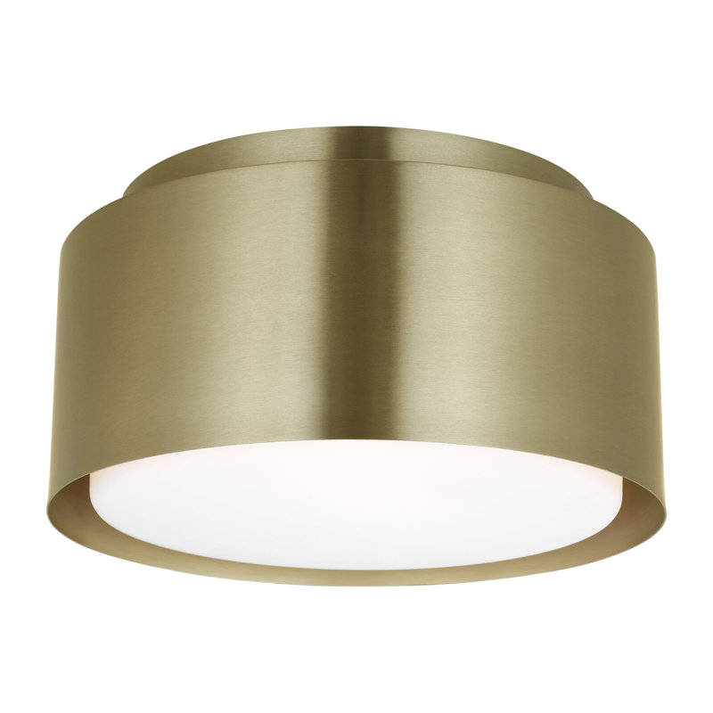 Dartmore Large Flush Mount, Satin Brass, 5.625" H x 10" W x 10" D, Satin Brass