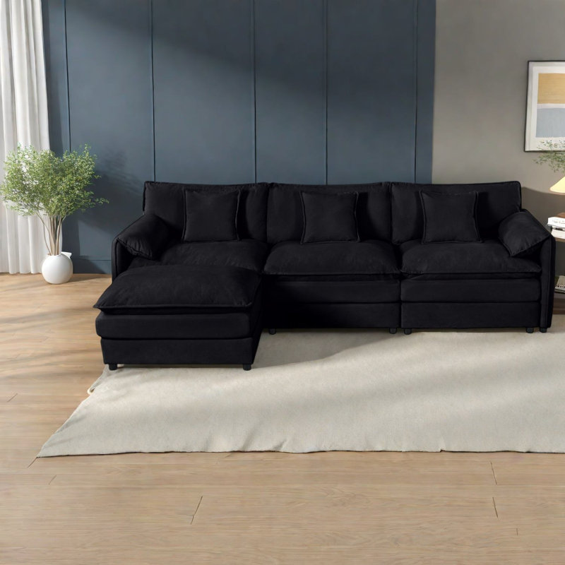 Canapés modulaires spacieux, chenille de qualité supérieure, confort de salon moderne
