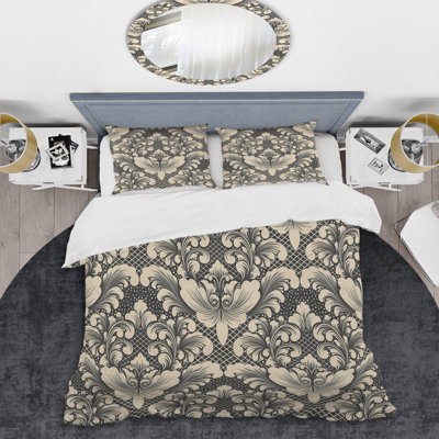 Black Damask Polyester Damask Duvet Cover