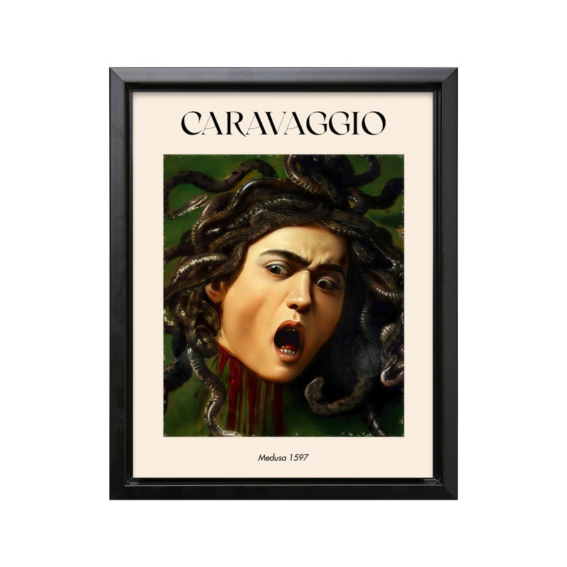 Caravage - Méduse, Black Framed, Canvas, 11"H x 14"W
