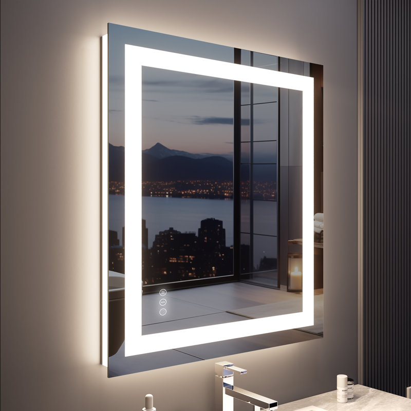 Rectangular Frameless Led Wall Mounted Bathroom Vanity Mirror, 36" x 32"