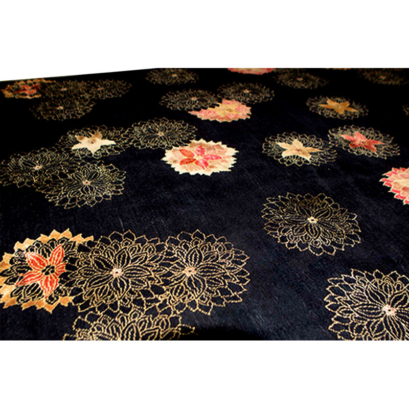 Dharma Floral Area Rug in Black, Rectangle 8' x 10'