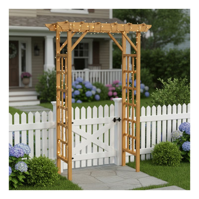 Solid Wood Garden Arbor with Trellis Sides - Elegant Wedding Arch & Plant Climbing Pergola for Backyard, Patio, and Outdoor Decor