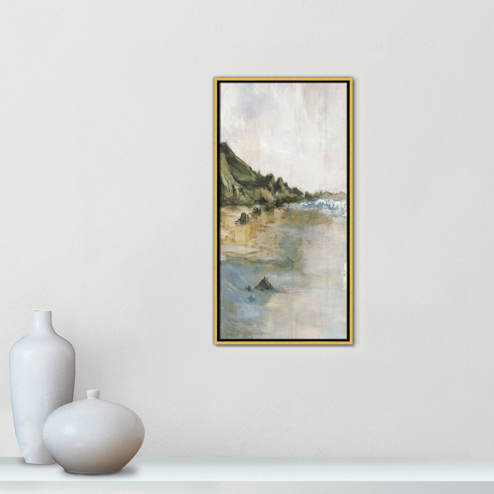 Tide’s Edge Print by , 31.5" H x 16.5" W, Gold