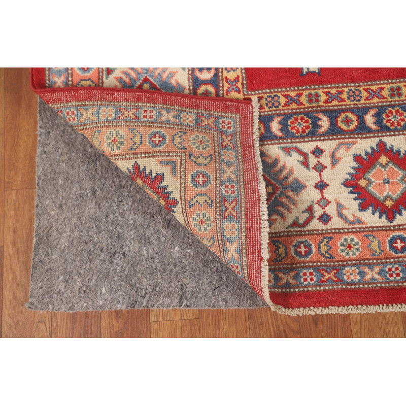 Tapis oriental rouge fait à la main Kazak 10