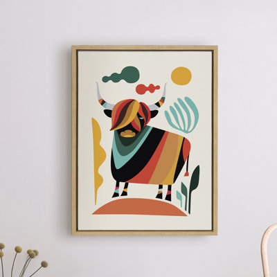 «Cow» par Rachel Lee 3 Birdies Studio, reproduction d'art sur toile encadrée