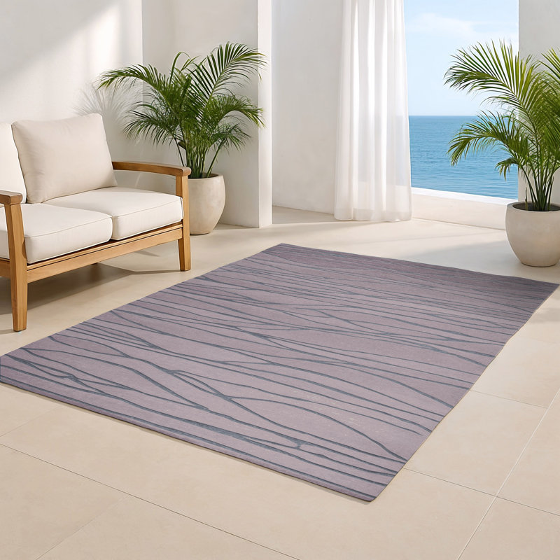 Abstract Beige Indoor and Outdoor Area Rug, Rectangle 8' x 10'