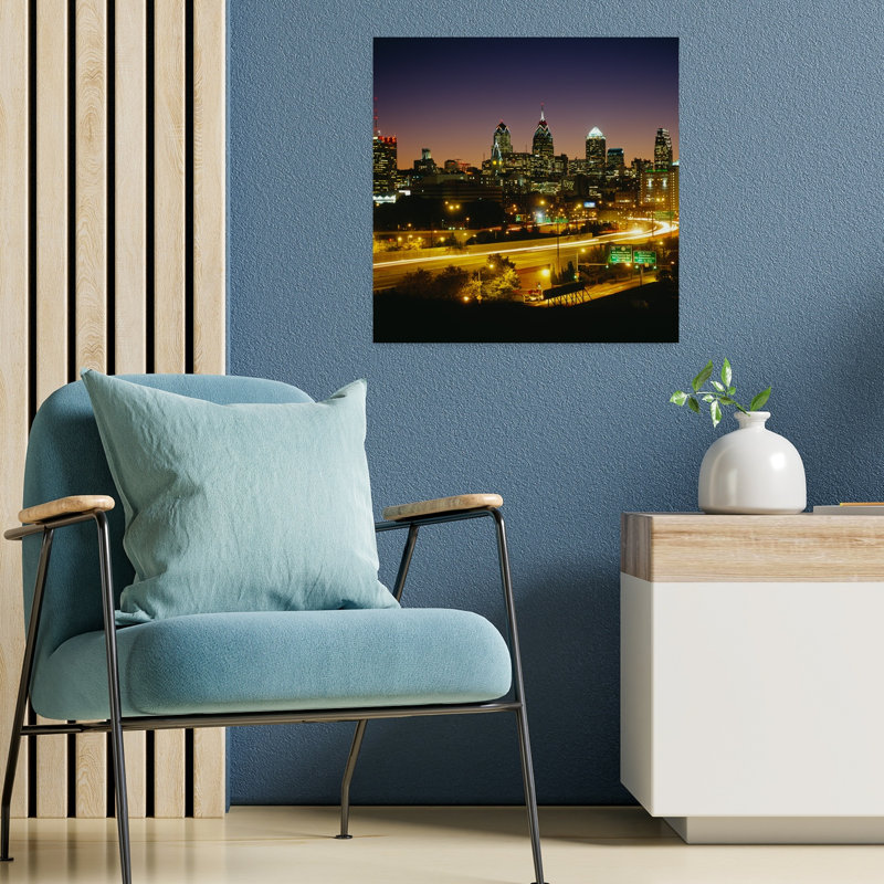 Buildings lit up at night Philadelphia Pennsylvania USA 1 Piece Wrapped Canvas Wall Art, 45.72cm H x 45.72cm W