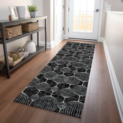 Tapis noir Prisco lavable à la machine de qualité supérieure