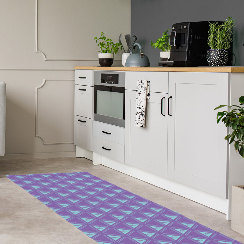 Tapis bleu/mauve minimal trees, Tapis de couloir 2 pi 5 po x 8 pi