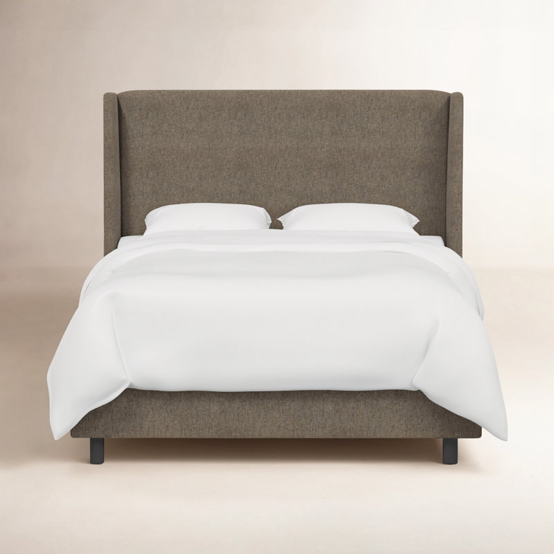 Bellfield Upholstered Wingback Bed, Milsap Granite Sustain® Tweed, King