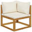 Canapé de patio 4 places avec coussin en bois d'acacia massif crème