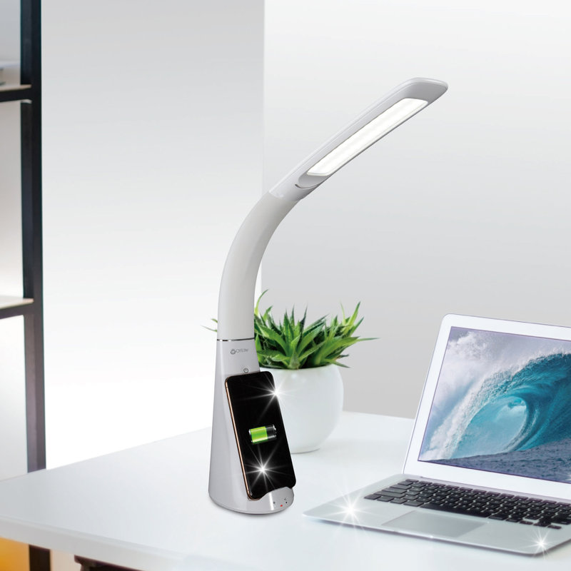 OttLite Purify LED Sanitizing Desk Lamp with Wireless Charging, Touch Activated, Flexible Neck