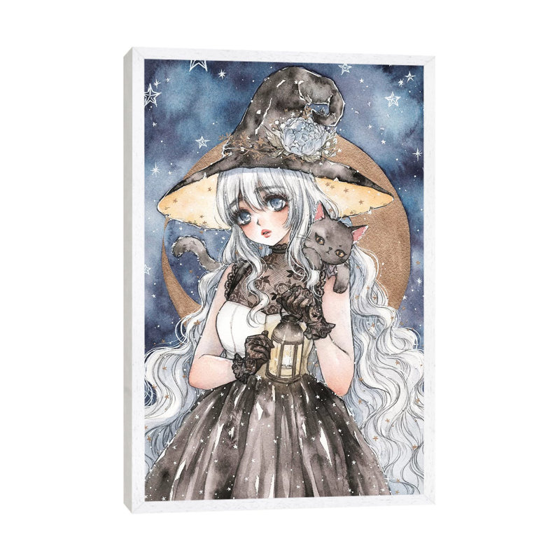 Starry Witch by Cherriuki - Print on Canvas, White Framed, 66.04 cm H x 45.72 cm W